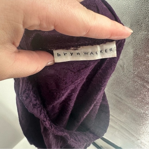 Bryn Walker Lagenlook 100% Rayon Purple Floral Midi Skirt Size Small - Picture 3 of 5